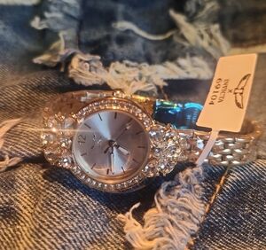 Invicta Gold and Silver Women's Watch with Crystal Accents